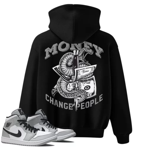 TeeVivo Hoodie Match Air Jordan 1 Mid Light Smoke Grey Money change people – Air Jordan 1 Hoodie, AJ1 Hoodie