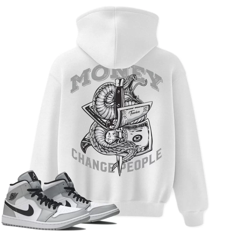TeeVivo Hoodie Match Air Jordan 1 Mid Light Smoke Grey Money change people – Air Jordan 1 Hoodie, AJ1 Hoodie