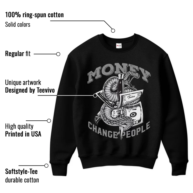 TeeVivo Sweatshirt Match Air Jordan 1 Mid Light Smoke Grey Money change people – Air Jordan 1 Sweatshirt, AJ1 Sweatshirt