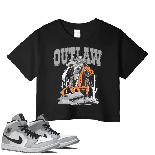 TeeVivo Crop Top Match Air Jordan 1 Mid Light Smoke Grey Outlaw – Air Jordan 1 Crop Top, AJ1 Crop Top