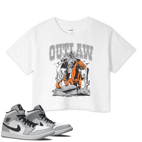 TeeVivo Crop Top Match Air Jordan 1 Mid Light Smoke Grey Outlaw – Air Jordan 1 Crop Top, AJ1 Crop Top
