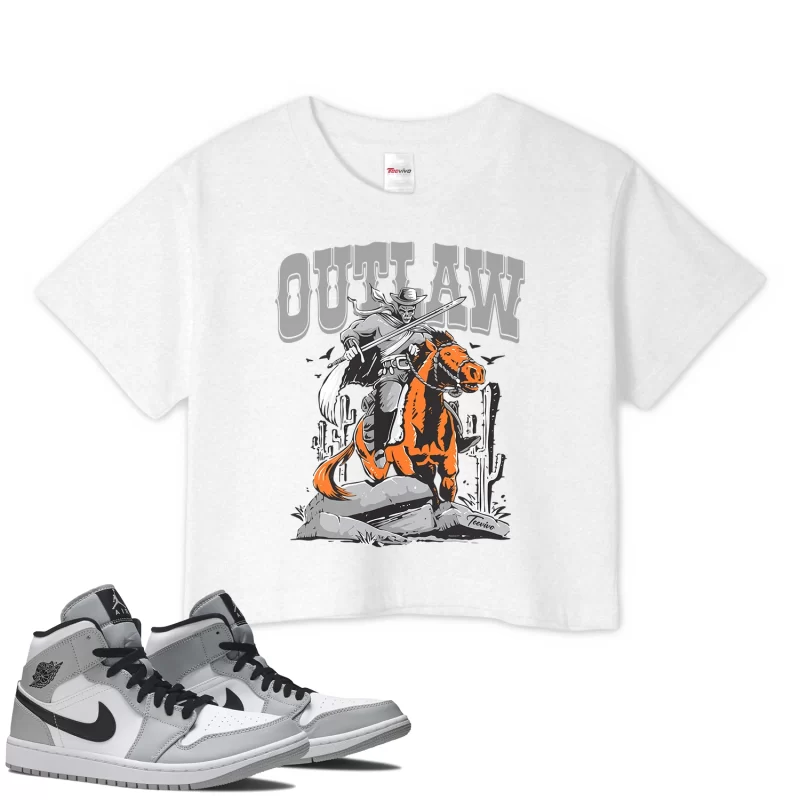 TeeVivo Crop Top Match Air Jordan 1 Mid Light Smoke Grey Outlaw – Air Jordan 1 Crop Top, AJ1 Crop Top