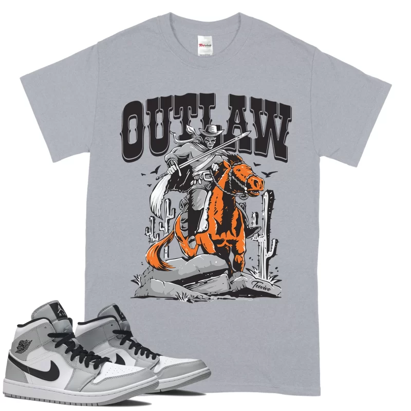 TeeVivo T-Shirt Match Air Jordan 1 Mid Light Smoke Grey Outlaw – Air Jordan 1 Shirt, AJ1 Shirt
