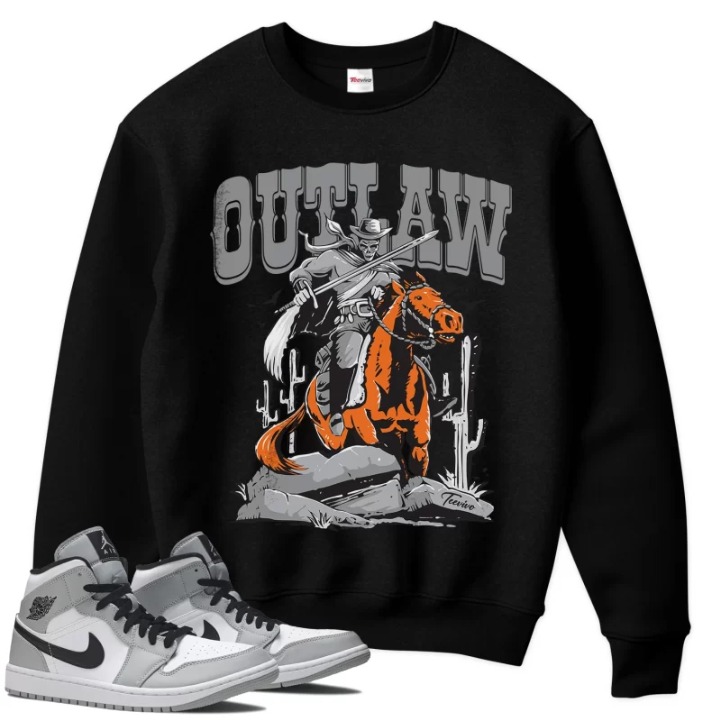 TeeVivo Sweatshirt Match Air Jordan 1 Mid Light Smoke Grey Outlaw – Air Jordan 1 Sweatshirt, AJ1 Sweatshirt
