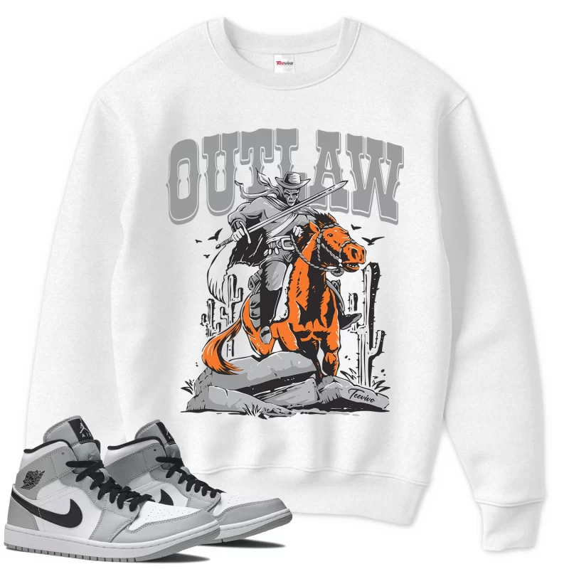 TeeVivo Sweatshirt Match Air Jordan 1 Mid Light Smoke Grey Outlaw – Air Jordan 1 Sweatshirt, AJ1 Sweatshirt