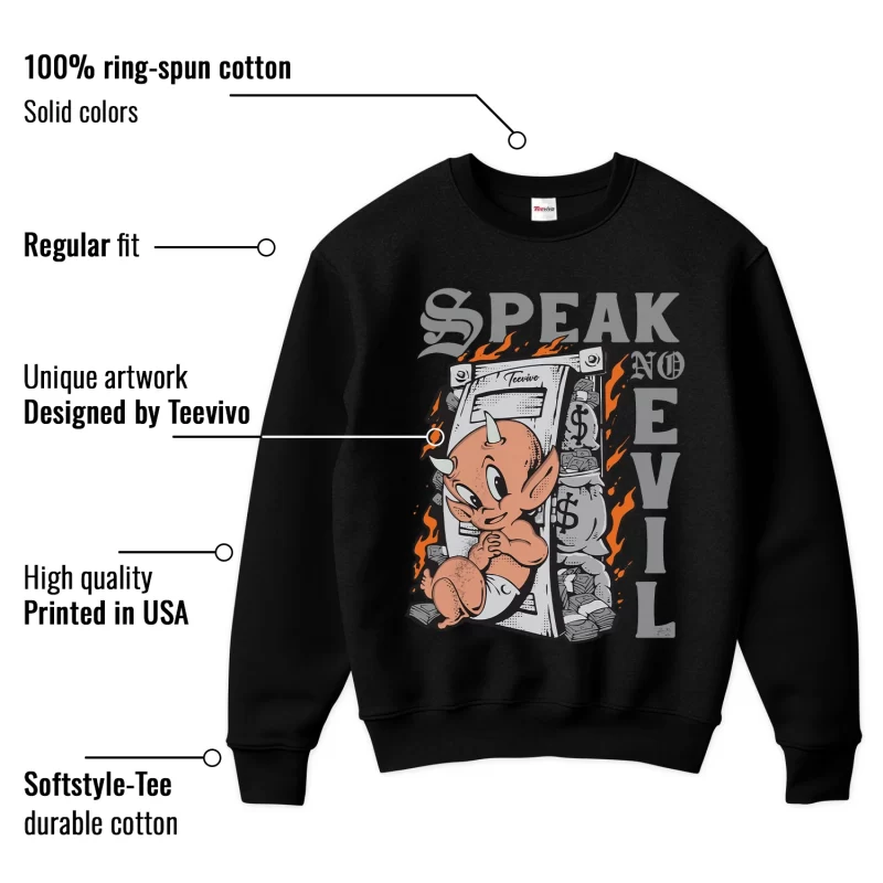 TeeVivo Sweatshirt Match Air Jordan 1 Mid Light Smoke Grey Speak no evil – Air Jordan 1 Sweatshirt, AJ1 Sweatshirt