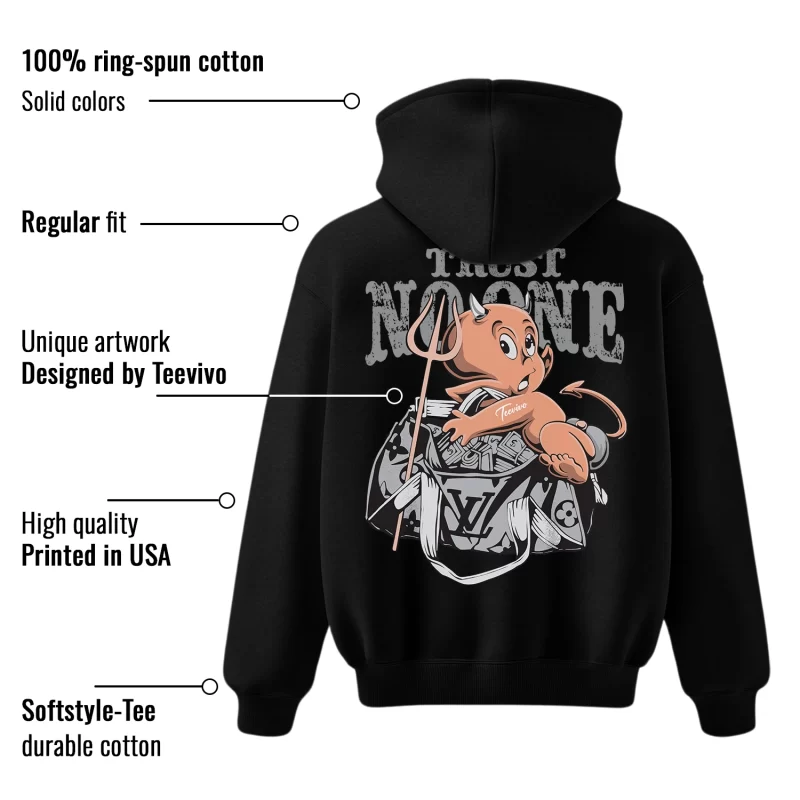 TeeVivo Hoodie Match Air Jordan 1 Mid Light Smoke Grey Trust no one – Air Jordan 1 Hoodie, AJ1 Hoodie