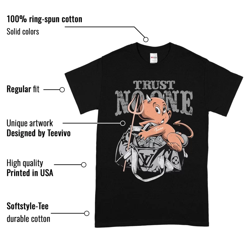 TeeVivo T-Shirt Match Air Jordan 1 Mid Light Smoke Grey Trust no one – Air Jordan 1 Shirt, AJ1 Shirt