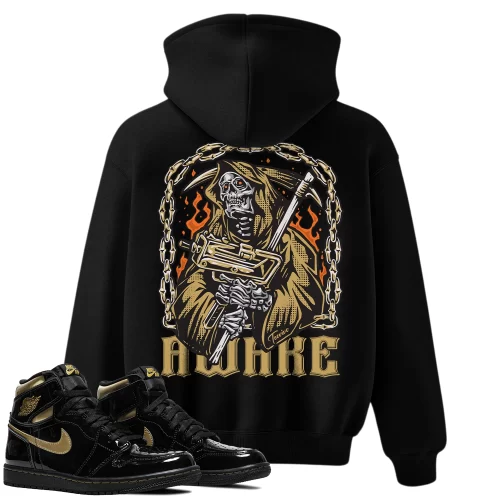 TeeVivo Hoodie Match Air Jordan 1 Retro High Black Metallic Gold Awake – Air Jordan 1 Hoodie, AJ1 Hoodie