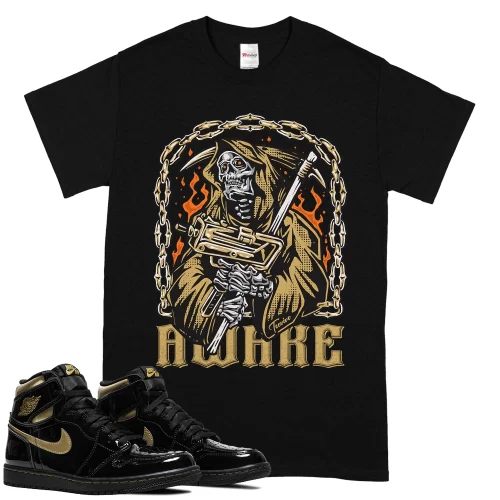 TeeVivo T-Shirt Match Air Jordan 1 Retro High Black Metallic Gold Awake – Air Jordan 1 Shirt, AJ1 Shirt