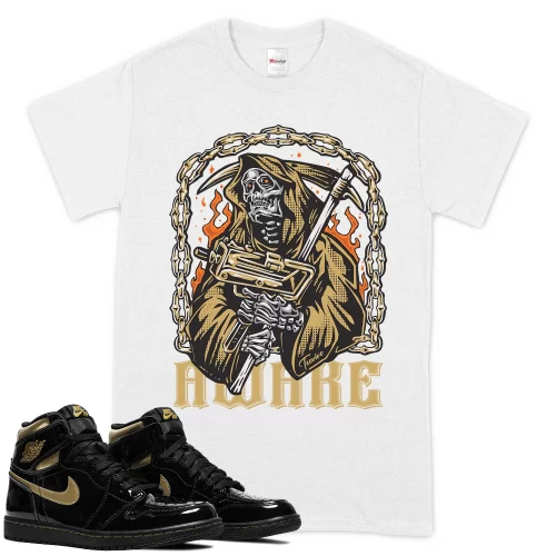 TeeVivo T-Shirt Match Air Jordan 1 Retro High Black Metallic Gold Awake – Air Jordan 1 Shirt, AJ1 Shirt