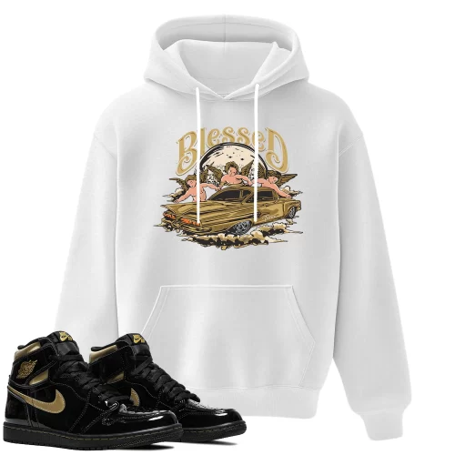 TeeVivo Hoodie Match Air Jordan 1 Retro High Black Metallic Gold Blessed – Air Jordan 1 Hoodie, AJ1 Hoodie