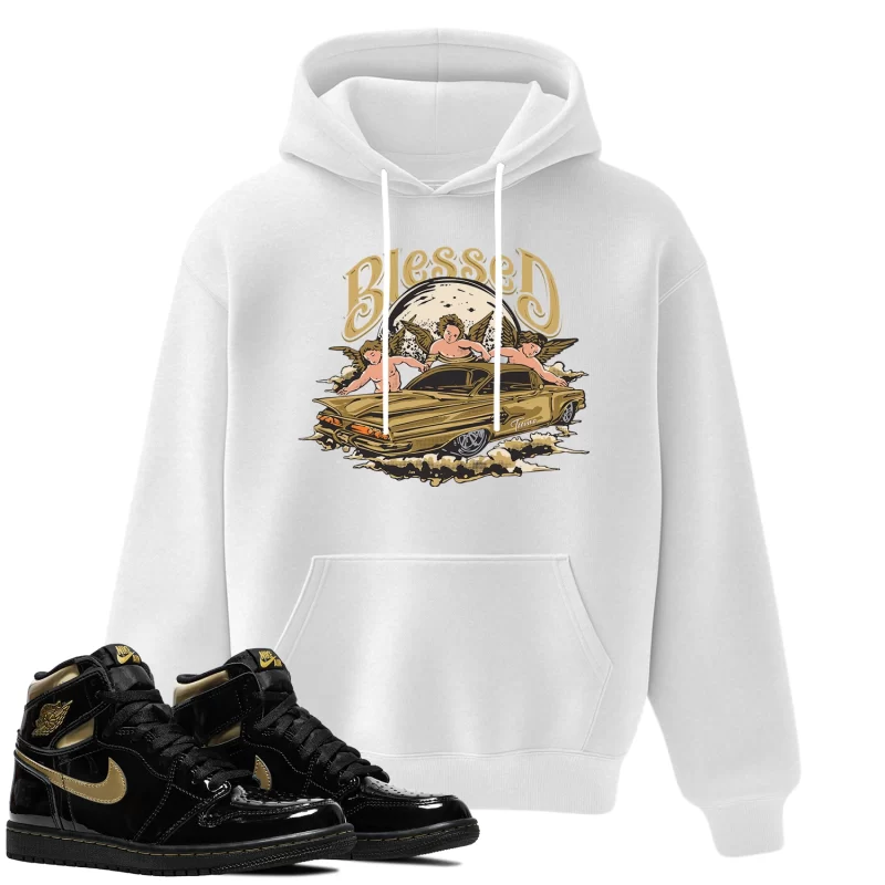 TeeVivo Hoodie Match Air Jordan 1 Retro High Black Metallic Gold Blessed – Air Jordan 1 Hoodie, AJ1 Hoodie