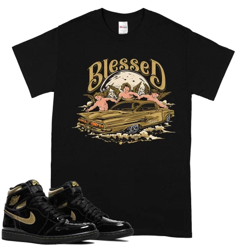 TeeVivo T-Shirt Match Air Jordan 1 Retro High Black Metallic Gold Blessed – Air Jordan 1 Shirt, AJ1 Shirt
