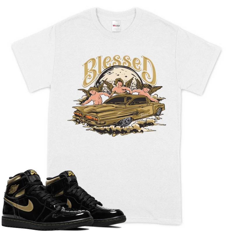 TeeVivo T-Shirt Match Air Jordan 1 Retro High Black Metallic Gold Blessed – Air Jordan 1 Shirt, AJ1 Shirt