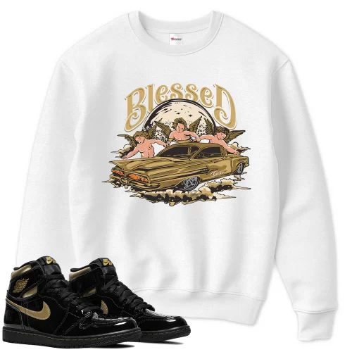TeeVivo Sweatshirt Match Air Jordan 1 Retro High Black Metallic Gold Blessed – Air Jordan 1 Sweatshirt, AJ1 Sweatshirt