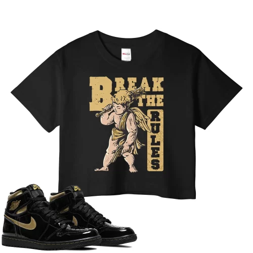 TeeVivo Crop Top Match Air Jordan 1 Retro High Black Metallic Gold Break the rules – Air Jordan 1 Crop Top, AJ1 Crop Top