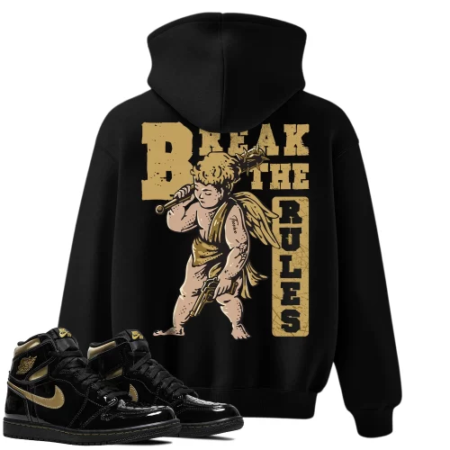 TeeVivo Hoodie Match Air Jordan 1 Retro High Black Metallic Gold Break the rules – Air Jordan 1 Hoodie, AJ1 Hoodie