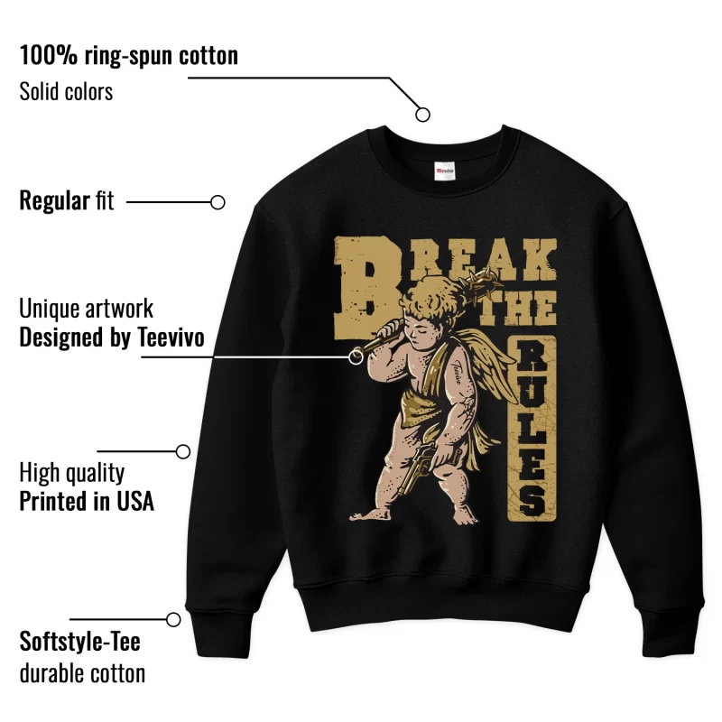 TeeVivo Sweatshirt Match Air Jordan 1 Retro High Black Metallic Gold Break the rules – Air Jordan 1 Sweatshirt, AJ1 Sweatshirt