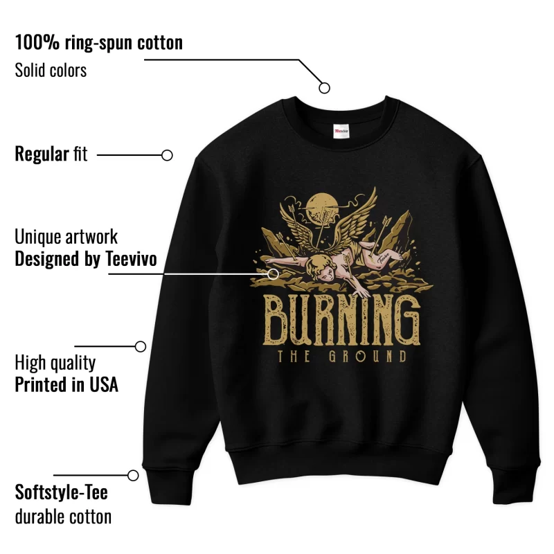 TeeVivo Sweatshirt Match Air Jordan 1 Retro High Black Metallic Gold Burning the ground – Air Jordan 1 Sweatshirt, AJ1 Sweatshirt