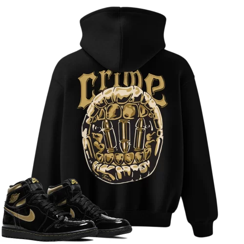 TeeVivo Hoodie Match Air Jordan 1 Retro High Black Metallic Gold Crime – Air Jordan 1 Hoodie, AJ1 Hoodie