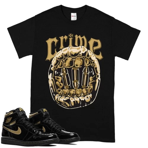TeeVivo T-Shirt Match Air Jordan 1 Retro High Black Metallic Gold Crime – Air Jordan 1 Shirt, AJ1 Shirt