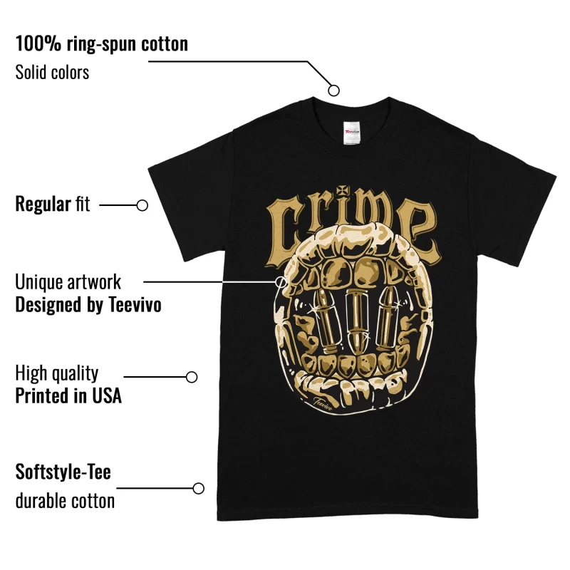 TeeVivo T-Shirt Match Air Jordan 1 Retro High Black Metallic Gold Crime – Air Jordan 1 Shirt, AJ1 Shirt