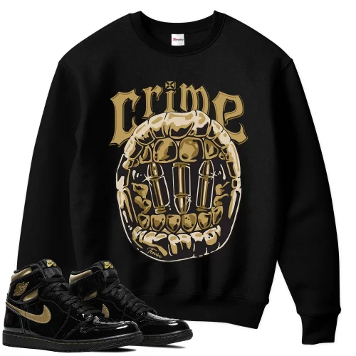 TeeVivo Sweatshirt Match Air Jordan 1 Retro High Black Metallic Gold Crime – Air Jordan 1 Sweatshirt, AJ1 Sweatshirt