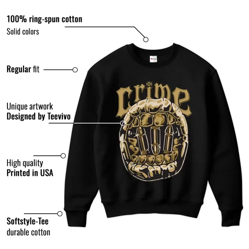 TeeVivo Sweatshirt Match Air Jordan 1 Retro High Black Metallic Gold Crime – Air Jordan 1 Sweatshirt, AJ1 Sweatshirt