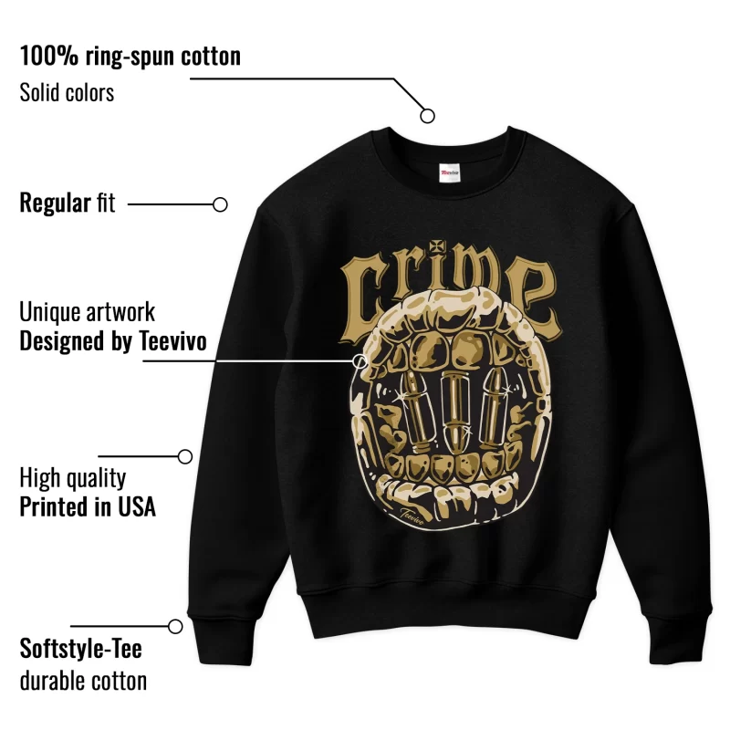 TeeVivo Sweatshirt Match Air Jordan 1 Retro High Black Metallic Gold Crime – Air Jordan 1 Sweatshirt, AJ1 Sweatshirt