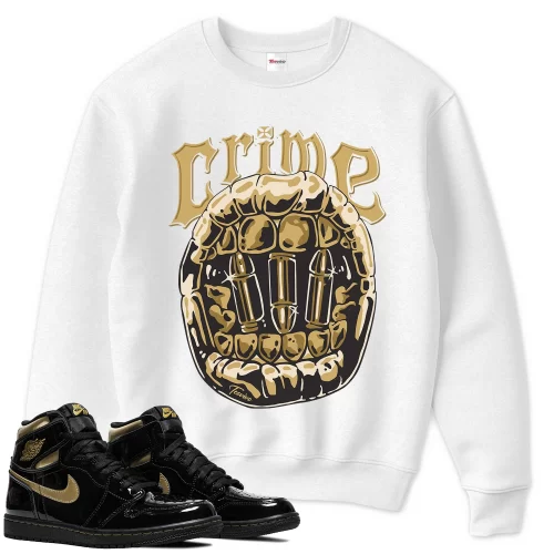 TeeVivo Sweatshirt Match Air Jordan 1 Retro High Black Metallic Gold Crime – Air Jordan 1 Sweatshirt, AJ1 Sweatshirt