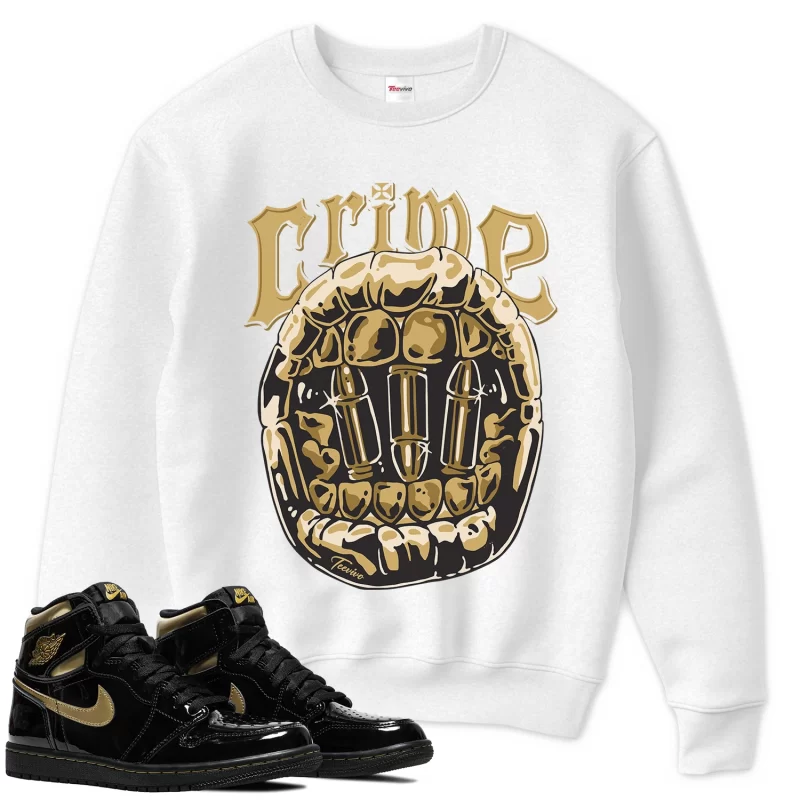 TeeVivo Sweatshirt Match Air Jordan 1 Retro High Black Metallic Gold Crime – Air Jordan 1 Sweatshirt, AJ1 Sweatshirt