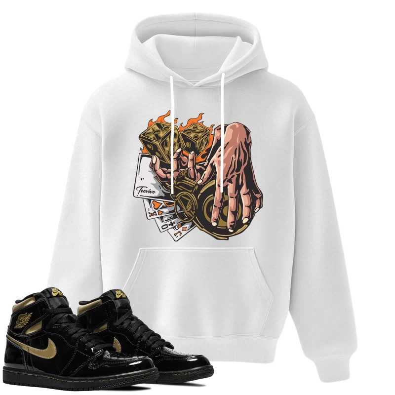 TeeVivo Hoodie Match Air Jordan 1 Retro High Black Metallic Gold Gambling – Air Jordan 1 Hoodie, AJ1 Hoodie