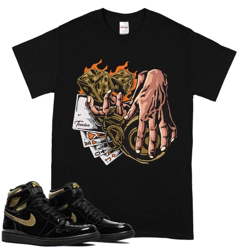 TeeVivo T-Shirt Match Air Jordan 1 Retro High Black Metallic Gold Gambling – Air Jordan 1 Shirt, AJ1 Shirt