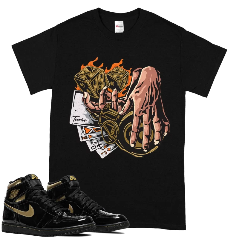 TeeVivo T-Shirt Match Air Jordan 1 Retro High Black Metallic Gold Gambling – Air Jordan 1 Shirt, AJ1 Shirt