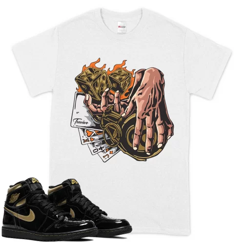 TeeVivo T-Shirt Match Air Jordan 1 Retro High Black Metallic Gold Gambling – Air Jordan 1 Shirt, AJ1 Shirt
