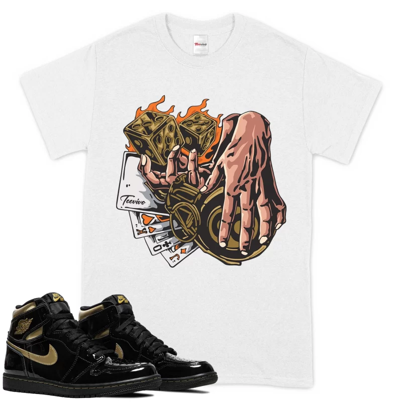 TeeVivo T-Shirt Match Air Jordan 1 Retro High Black Metallic Gold Gambling – Air Jordan 1 Shirt, AJ1 Shirt