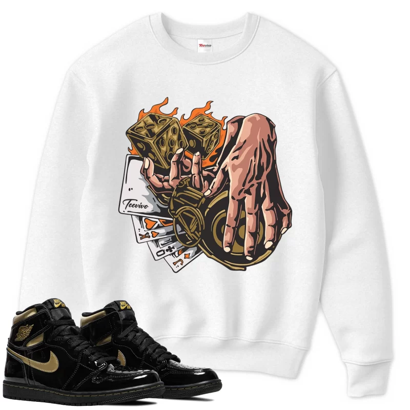 TeeVivo Sweatshirt Match Air Jordan 1 Retro High Black Metallic Gold Gambling – Air Jordan 1 Sweatshirt, AJ1 Sweatshirt