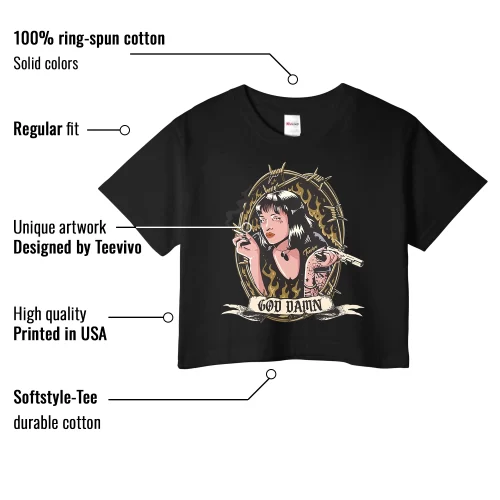 TeeVivo Crop Top Match Air Jordan 1 Retro High Black Metallic Gold God Daaamn – Air Jordan 1 Crop Top, AJ1 Crop Top