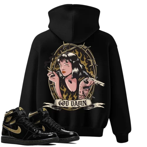 TeeVivo Hoodie Match Air Jordan 1 Retro High Black Metallic Gold God Daaamn – Air Jordan 1 Hoodie, AJ1 Hoodie