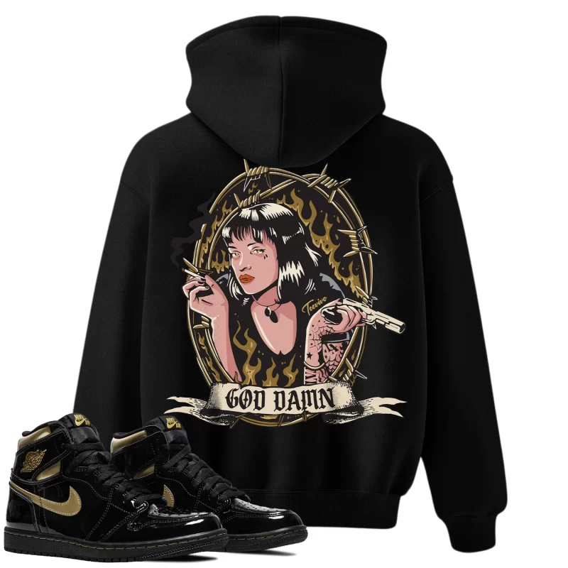 TeeVivo Hoodie Match Air Jordan 1 Retro High Black Metallic Gold God Daaamn – Air Jordan 1 Hoodie, AJ1 Hoodie