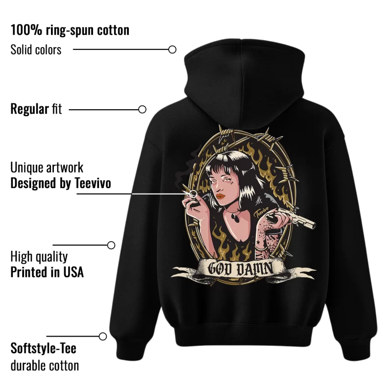 TeeVivo Hoodie Match Air Jordan 1 Retro High Black Metallic Gold God Daaamn – Air Jordan 1 Hoodie, AJ1 Hoodie