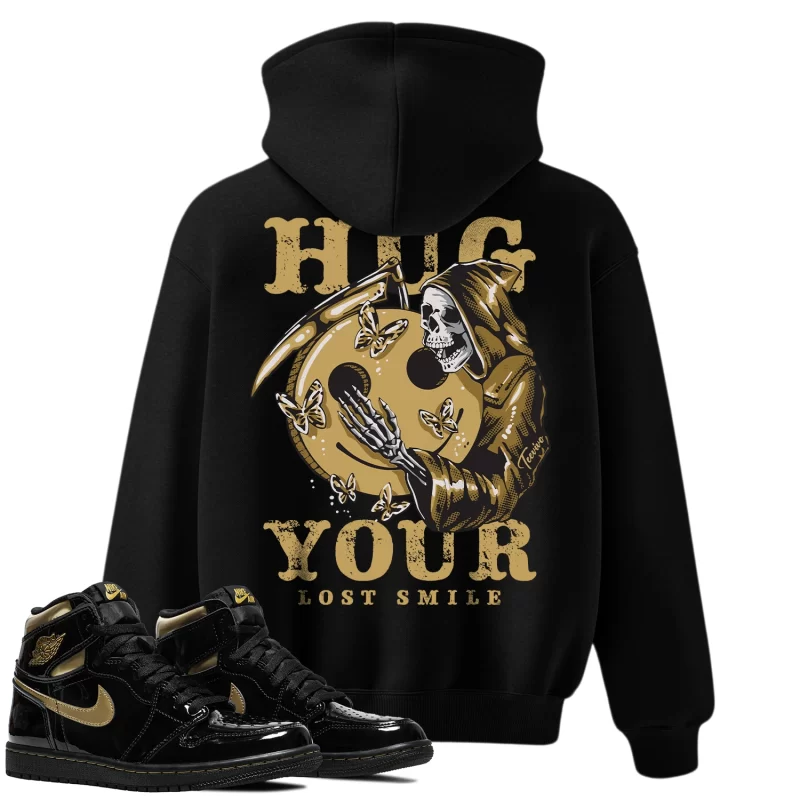 TeeVivo Hoodie Match Air Jordan 1 Retro High Black Metallic Gold Hug your lost smile – Air Jordan 1 Hoodie, AJ1 Hoodie