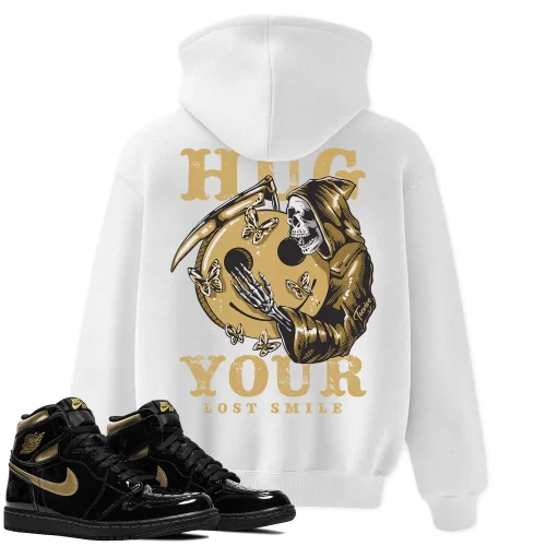 TeeVivo Hoodie Match Air Jordan 1 Retro High Black Metallic Gold Hug your lost smile – Air Jordan 1 Hoodie, AJ1 Hoodie