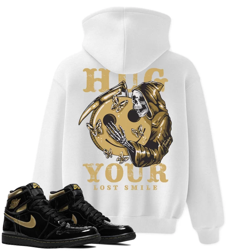 TeeVivo Hoodie Match Air Jordan 1 Retro High Black Metallic Gold Hug your lost smile – Air Jordan 1 Hoodie, AJ1 Hoodie
