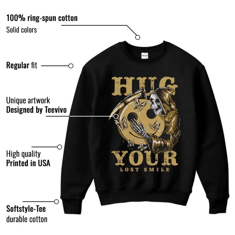 TeeVivo Sweatshirt Match Air Jordan 1 Retro High Black Metallic Gold Hug your lost smile – Air Jordan 1 Sweatshirt, AJ1 Sweatshirt