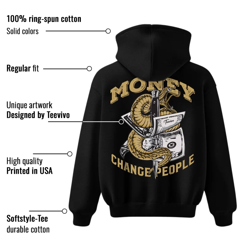TeeVivo Hoodie Match Air Jordan 1 Retro High Black Metallic Gold Money change people – Air Jordan 1 Hoodie, AJ1 Hoodie