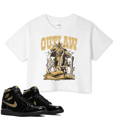 TeeVivo Crop Top Match Air Jordan 1 Retro High Black Metallic Gold Outlaw – Air Jordan 1 Crop Top, AJ1 Crop Top