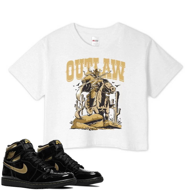TeeVivo Crop Top Match Air Jordan 1 Retro High Black Metallic Gold Outlaw – Air Jordan 1 Crop Top, AJ1 Crop Top