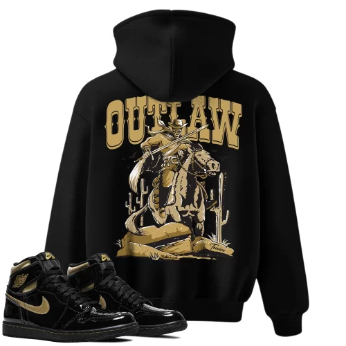 TeeVivo Hoodie Match Air Jordan 1 Retro High Black Metallic Gold Outlaw – Air Jordan 1 Hoodie, AJ1 Hoodie
